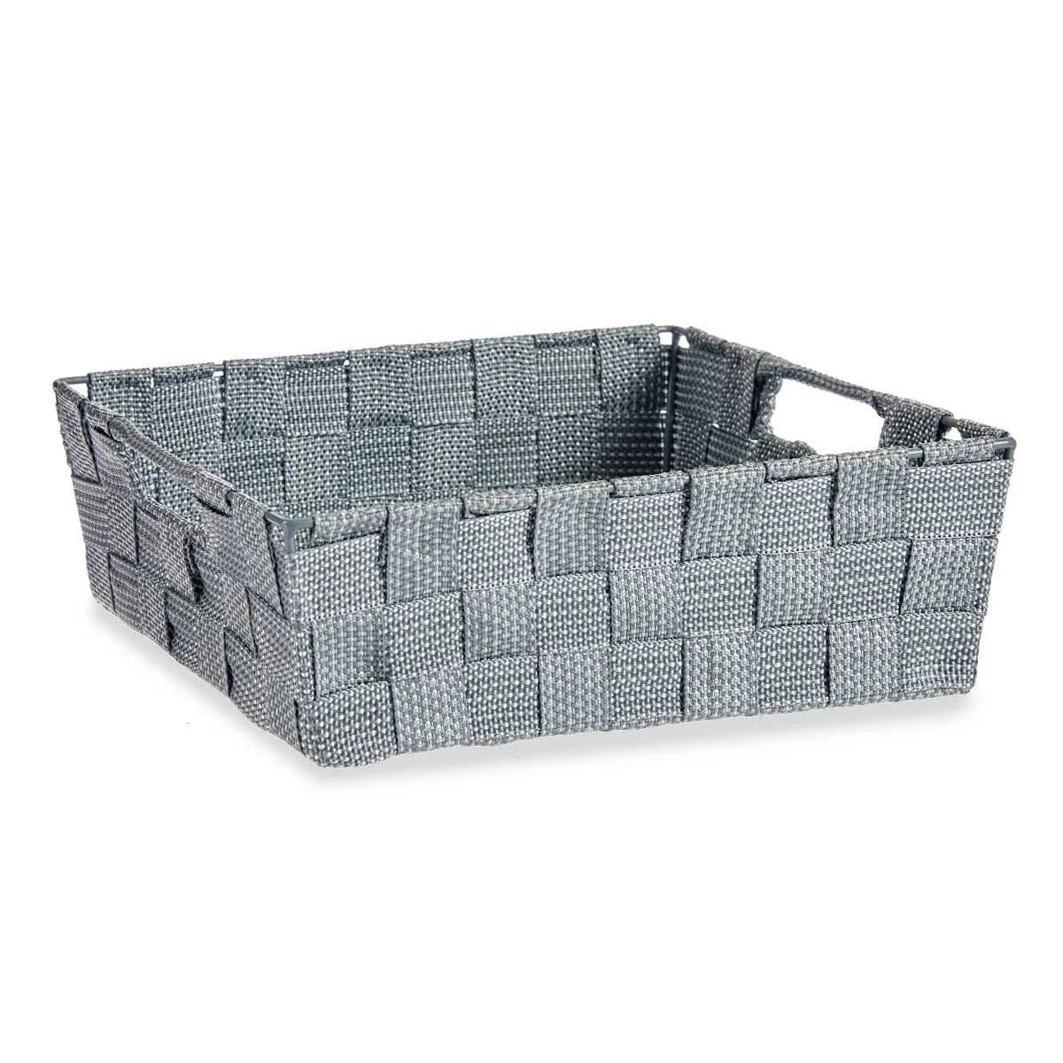 Cestino Intrecciato 23 x 8 x 27 cm Grigio Stoffa