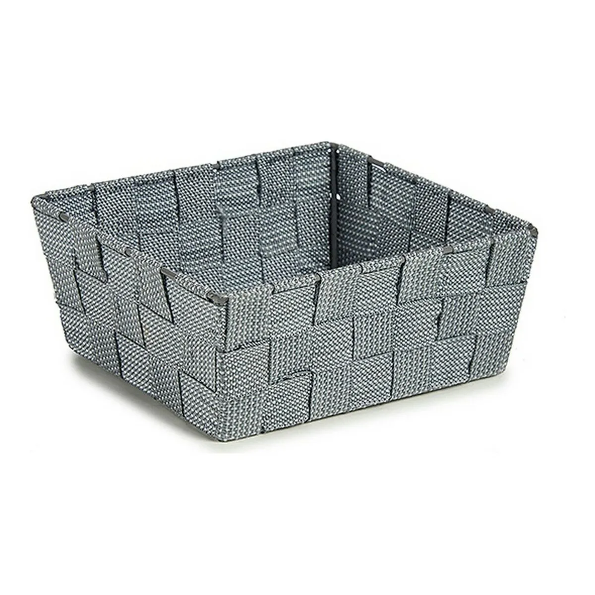 Cestino Intrecciato 18 x 8 x 21 cm Grigio Stoffa