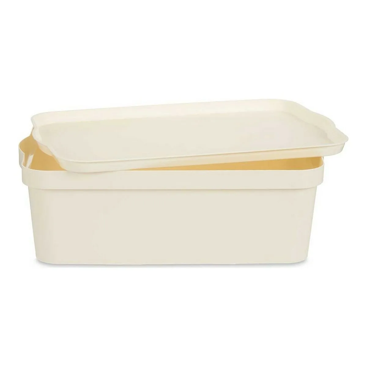 Scatola portaoggetti con coperchio Crema Plastica 14 L 29,5 x 14,3 x 45 cm