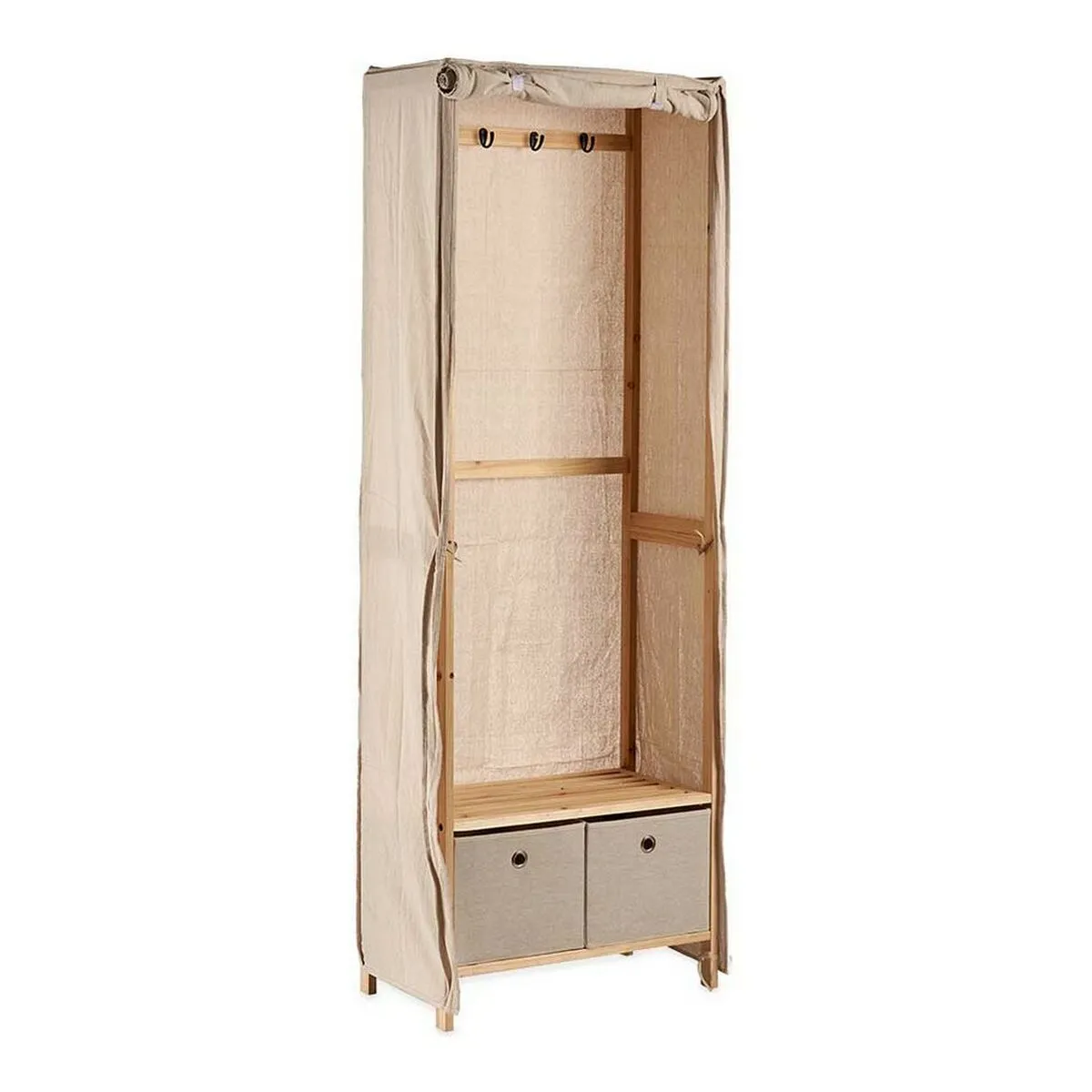 Appendiabiti Beige Legno Stoffa (31,5 x 58 x 168 cm)