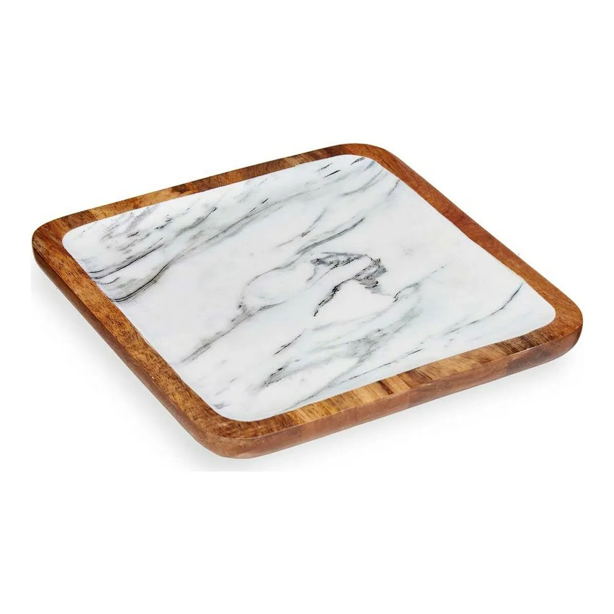 Centrotavola Bianco Marmo Legno Poliuretano (25 x 25 cm)