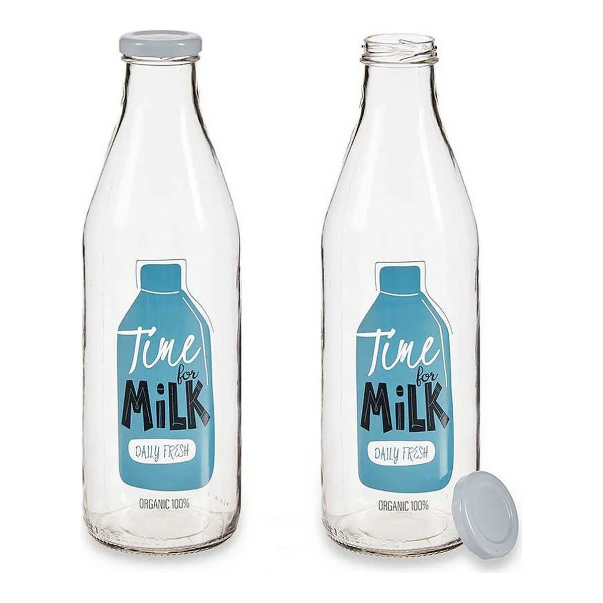 Bottiglia Time for Milk Trasparente Metallo Vetro (1000 ml)