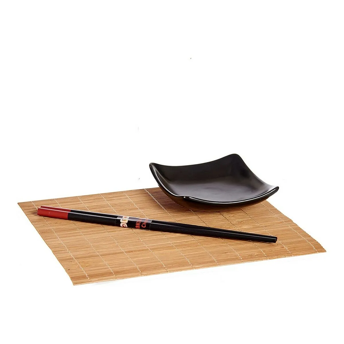 Set per Sushi Nero Marrone Ceramica Bambù (6 Pezzi) (6 pcs)