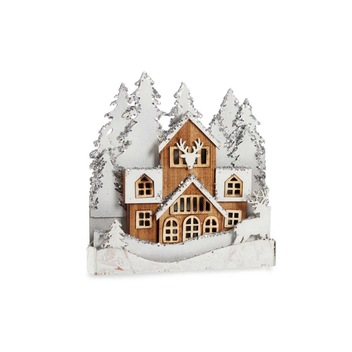 Statua Decorativa Paese Natale Bianco Marrone Legno 44 x 43 x 6 cm