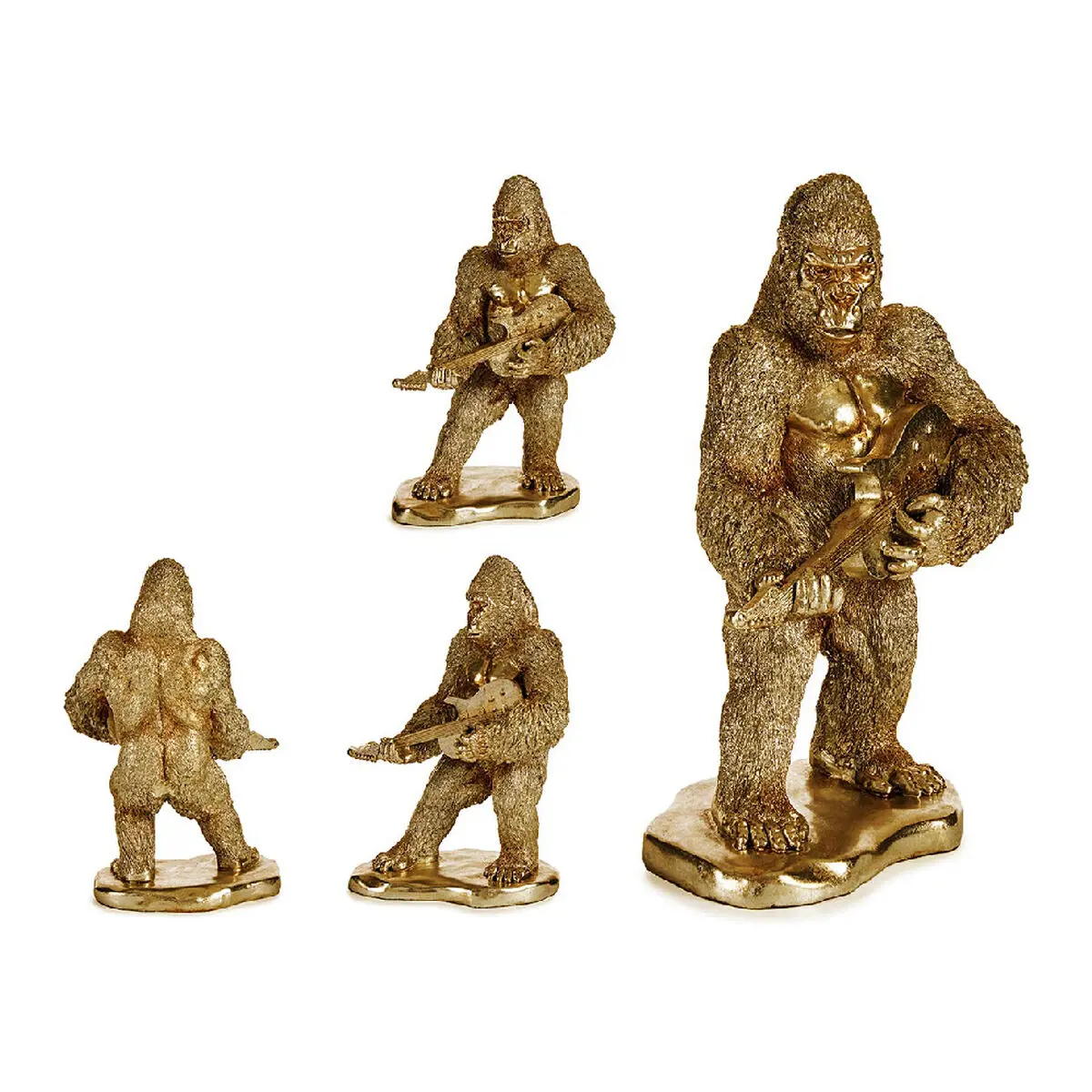 Statua Decorativa Gorilla Chitarre Dorato 16 x 39 x 27 cm