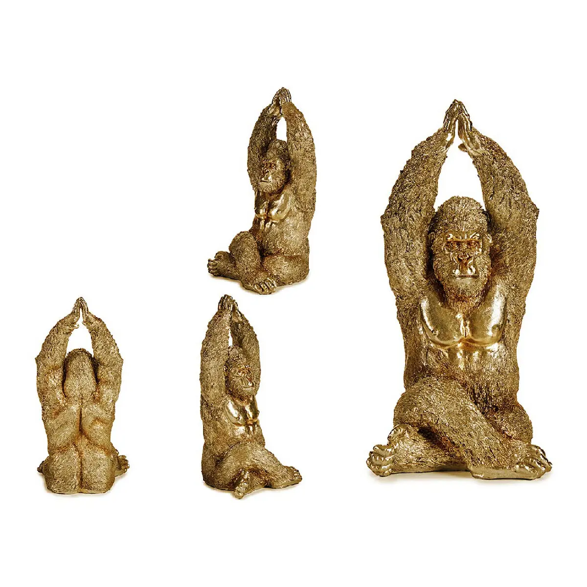 Statua Decorativa Gorilla Yoga Dorato 17 x 36 x 19,5 cm