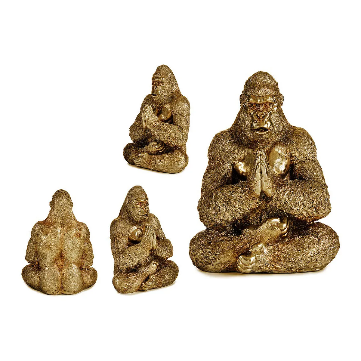 Statua Decorativa Gorilla Yoga Dorato 16 x 27,5 x 22 cm