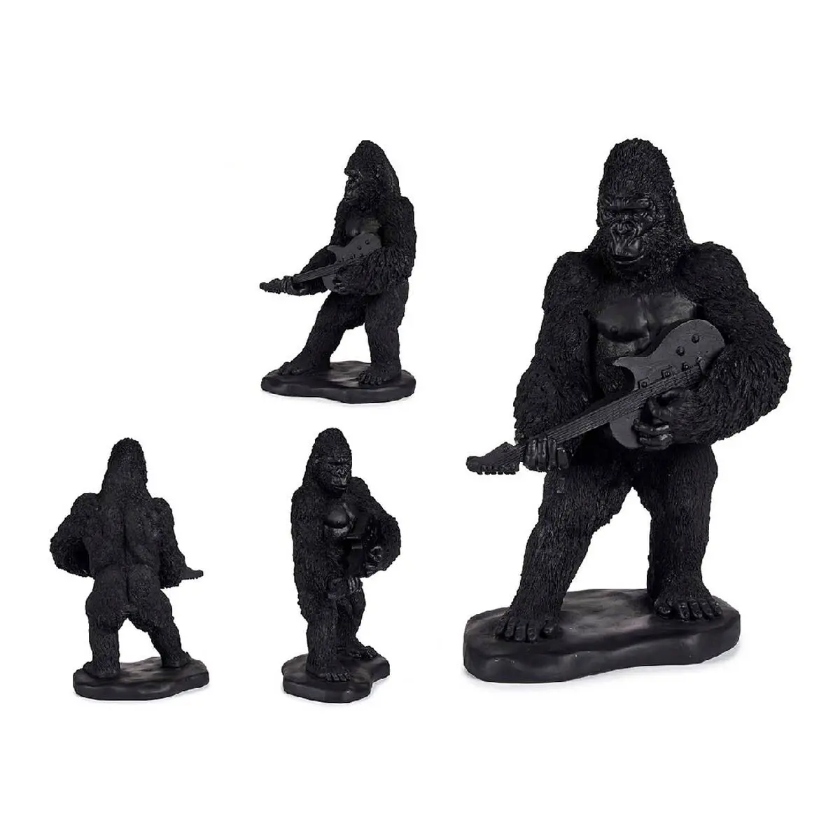 Statua Decorativa Gorilla Chitarre Nero 17,5 x 38 x 27 cm