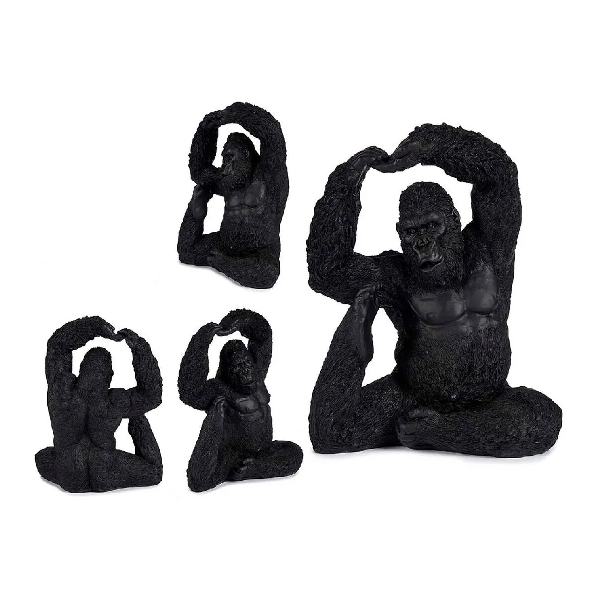 Statua Decorativa Gorilla Yoga Nero 15,2 x 31,5 x 26,5 cm