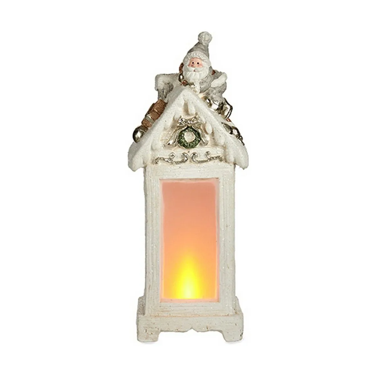 Statua Decorativa Lanterna Babbo Natale 16,2 x 47 x 18 cm Bianco Poliresina