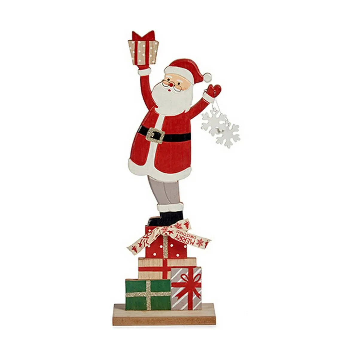 Statua Decorativa Rosso Babbo Natale 7 x 40 x 14 cm Grigio Legno Bianco