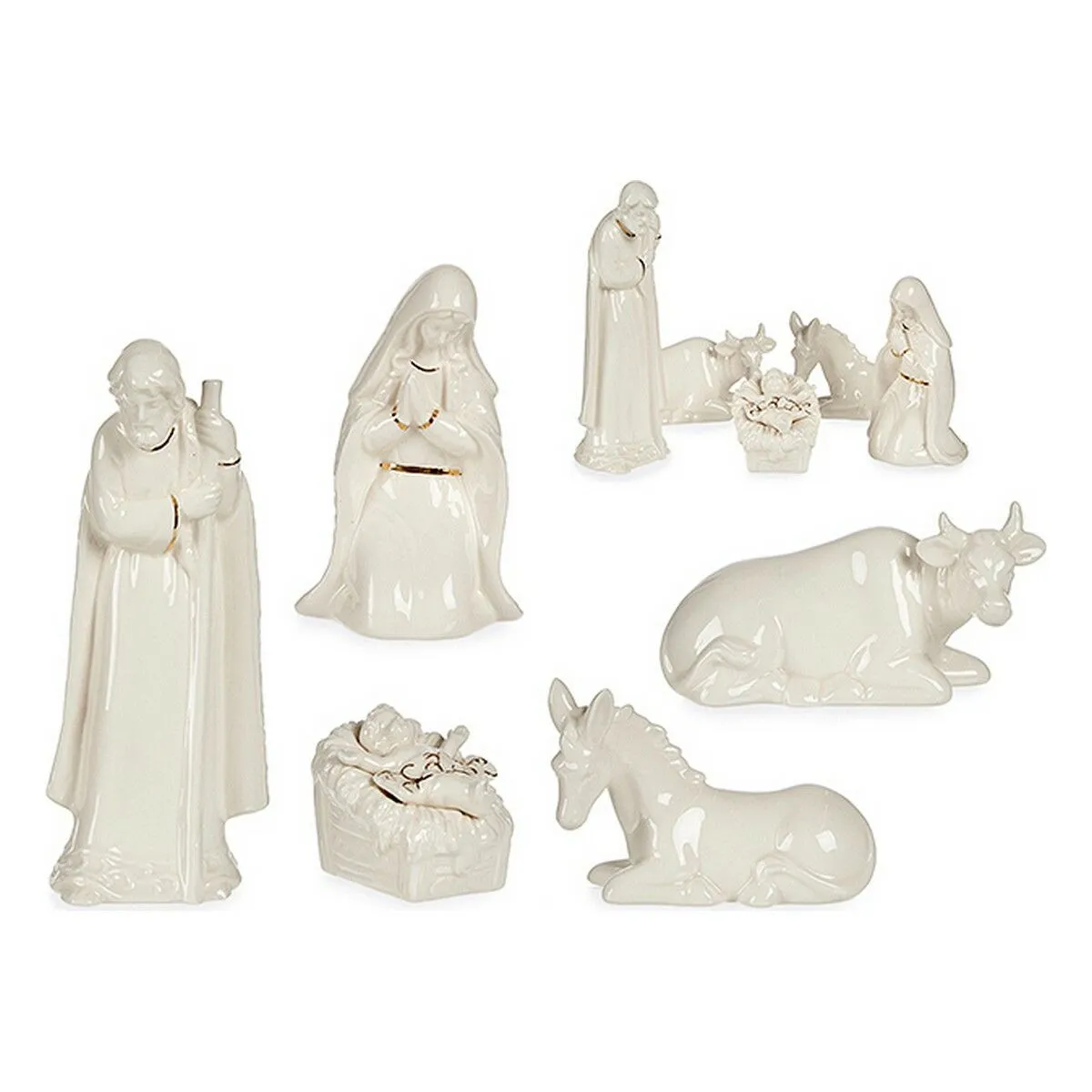 Set Statuina per presepe Bianco Dorato Ceramica