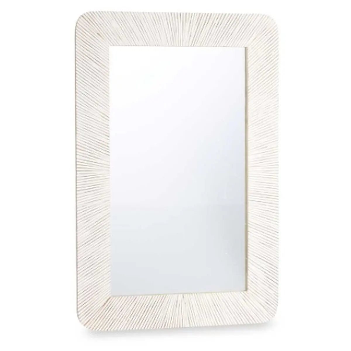 Specchio da parete Bianco Marrone Legno di mango Righe 90 x 60 x 2 cm