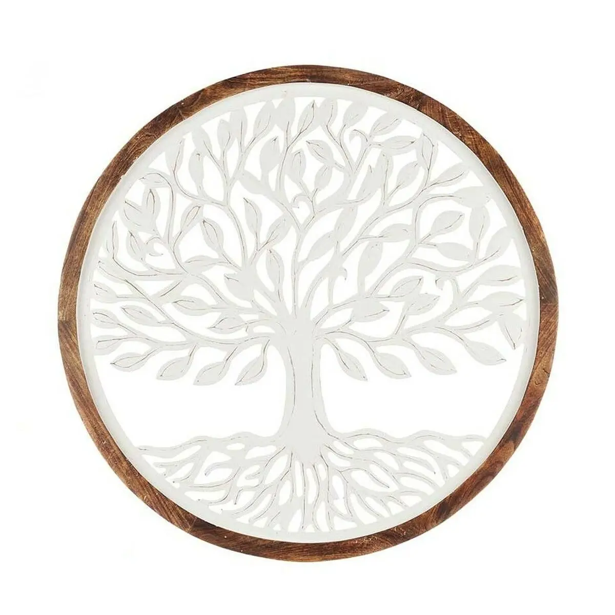 Decorazione da Parete Bianco Marrone Legno di mango Albero della vita 65 x 65 x 3 cm