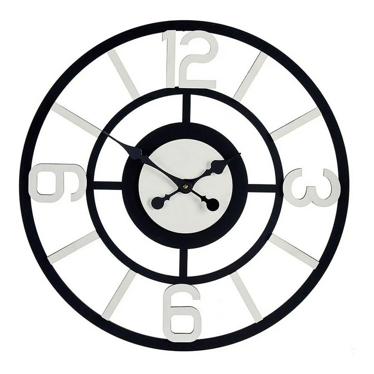 Orologio da Parete Bianco Nero Metallo MDF (60 x 3,5 x 60 cm)