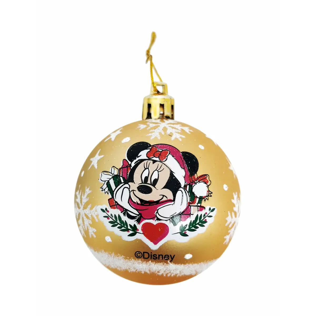 Palla di Natale Minnie Mouse Lucky Dorato 10 Unità Plastica (Ø 6 cm)