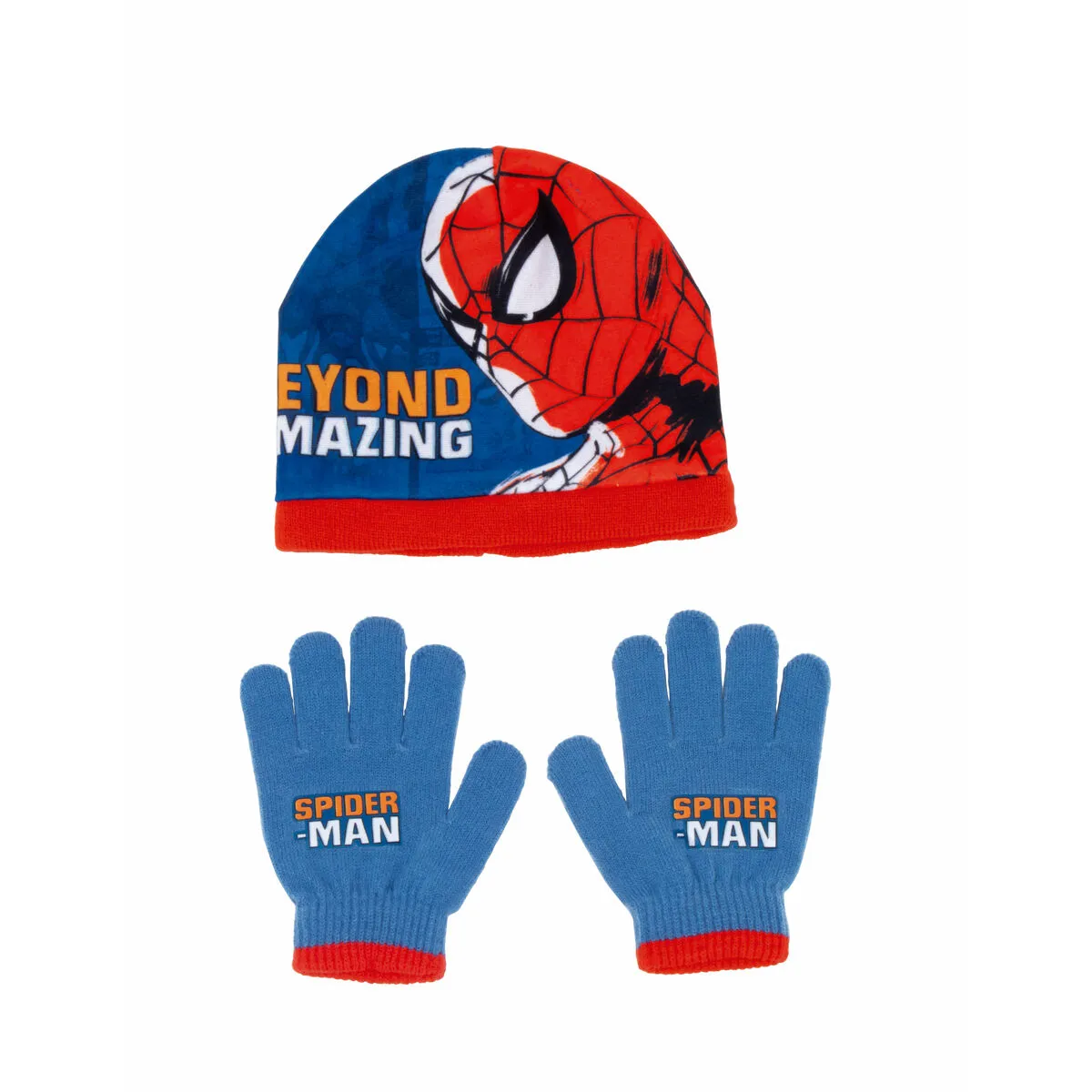 Berretto e Guanti Spider-Man Great power Azzurro Rosso