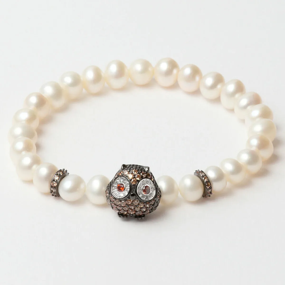 Bracciale Donna Lancaster JLA-BR-OWL-4-WH Marrone Bianco Argento puro 16 mm