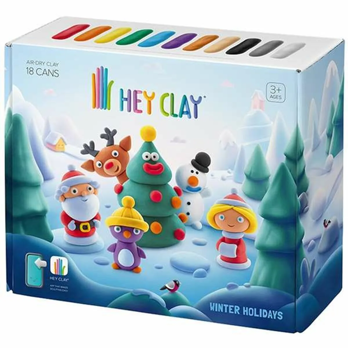 Set di Plastilina Bizak Hey Clay Winter Holidays Natale Barattoli x 18