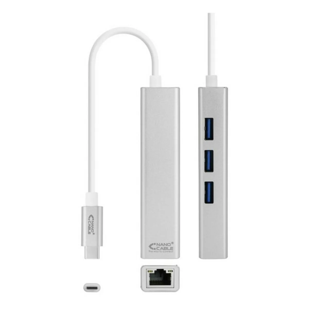 Adattatore di Rete USB 3.0 a Ethernet Gigabit NANOCABLE 10.03.0404 Argentato