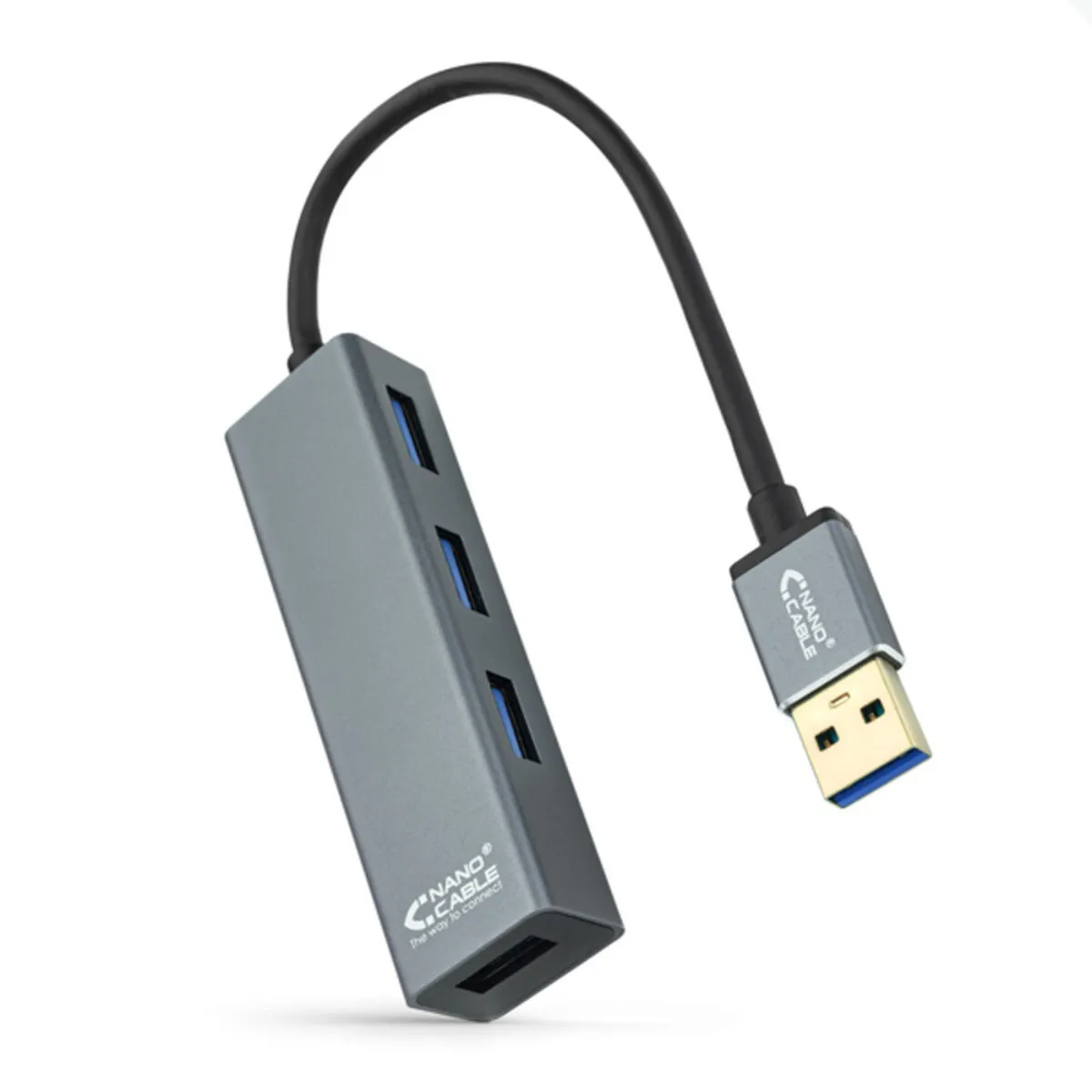 Hub USB 4 Porte NANOCABLE 10.16.4402 USB 3.0 Grigio