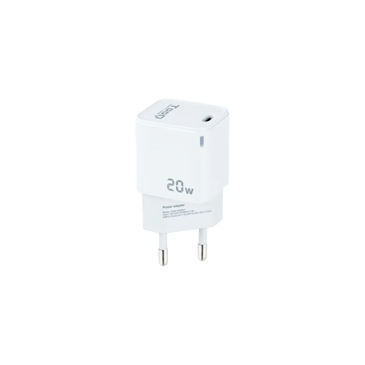 Caricabatterie da Parete TooQ Cargador de Pared USB-C PD20W, Blanco Bianco 20 W