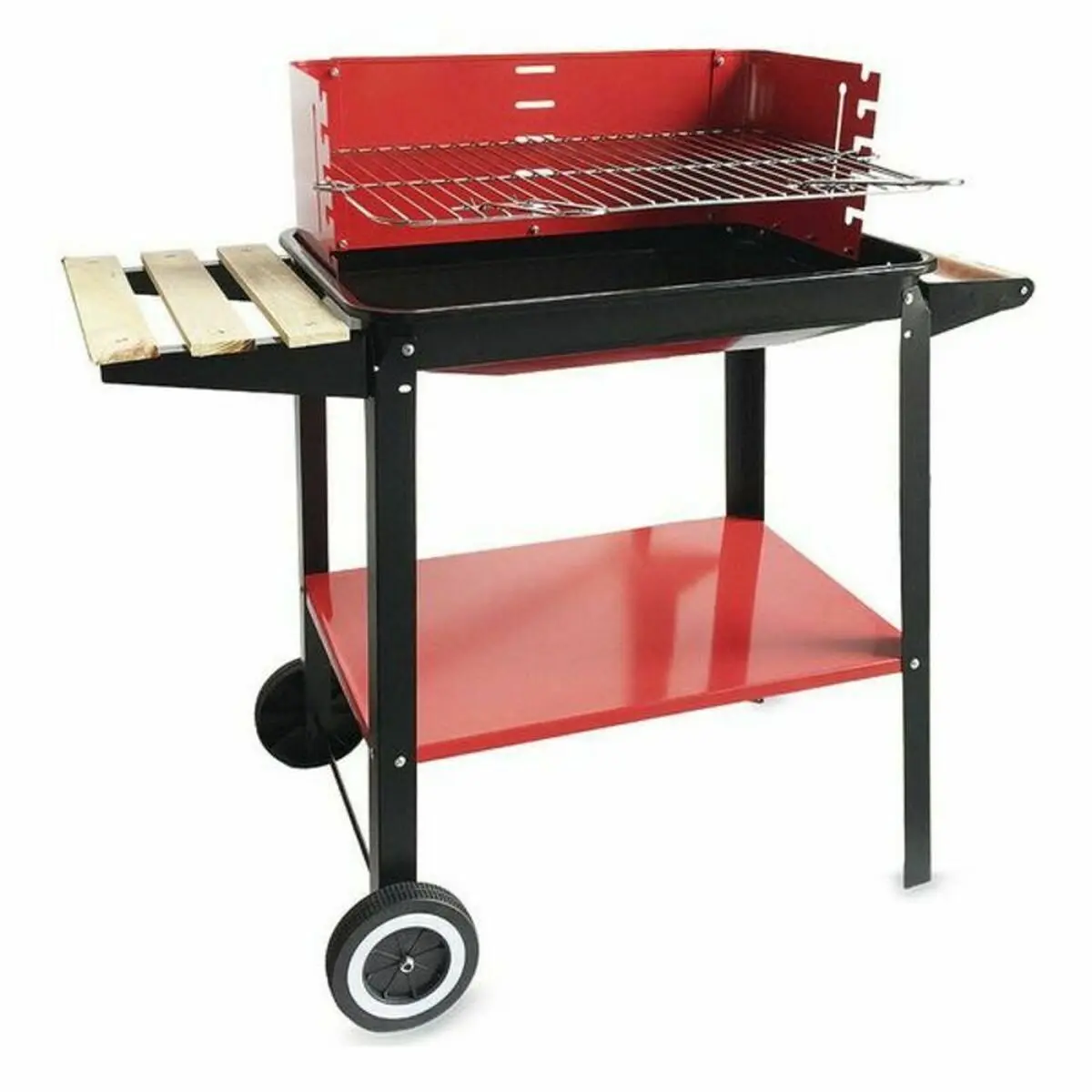 Barbecue a Carboni con Ruote Algon Nero Rosso (58 x 38 x 72 cm) Acciaio Smaltato