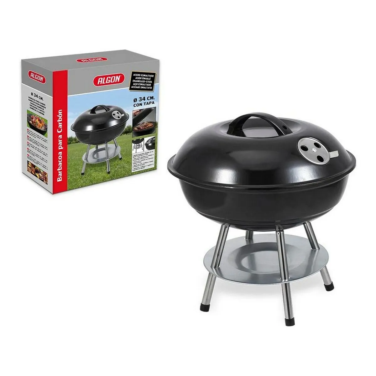 Barbecue Algon Nero Con coperchio (34 cm)