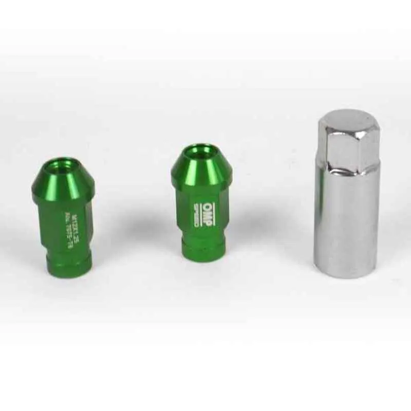 Set Dadi OMP 7075 40 mm M12 x 1,50 20 uds Verde