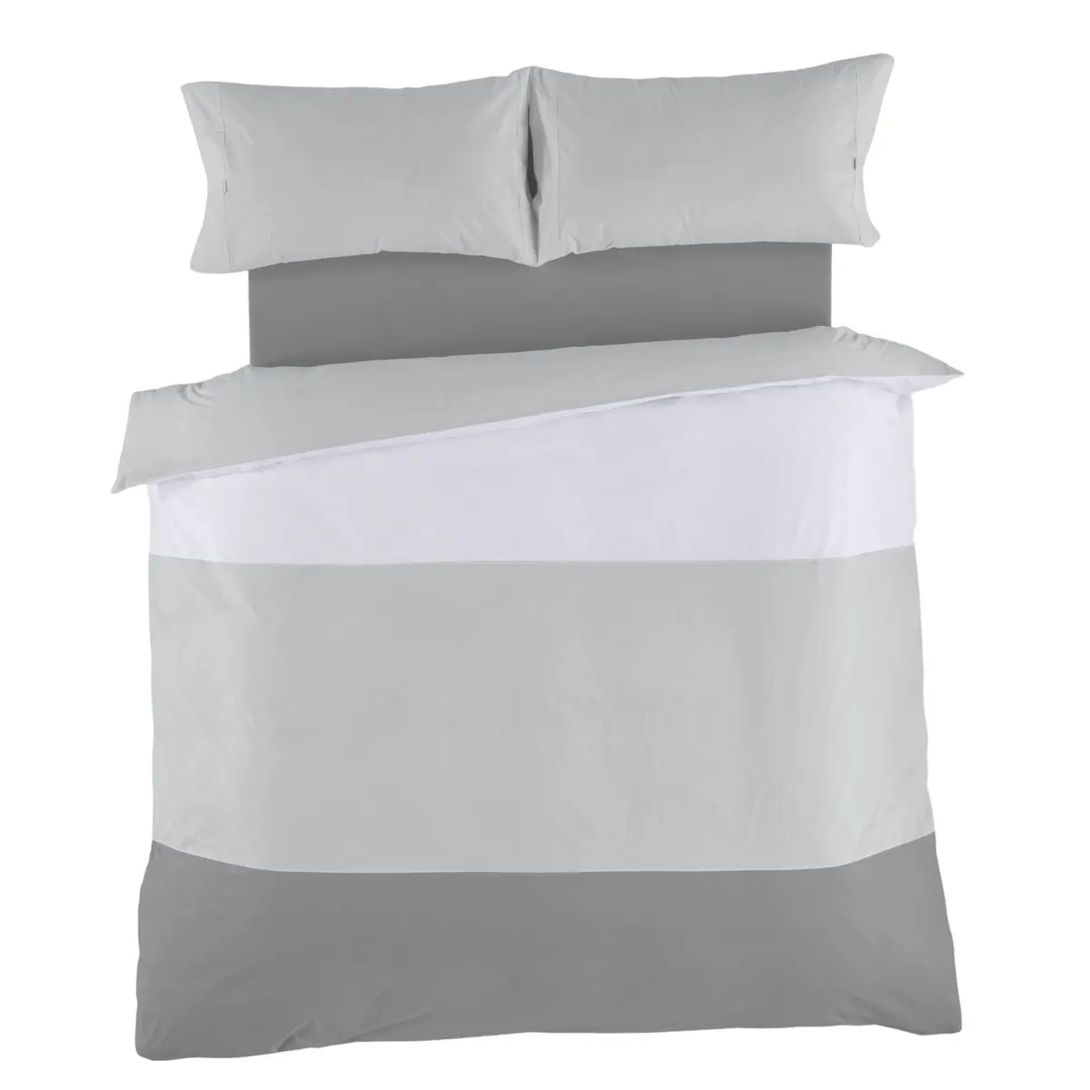 Set di copripiumino Alexandra House Living Bianco Grigio Osimano 4 Pezzi