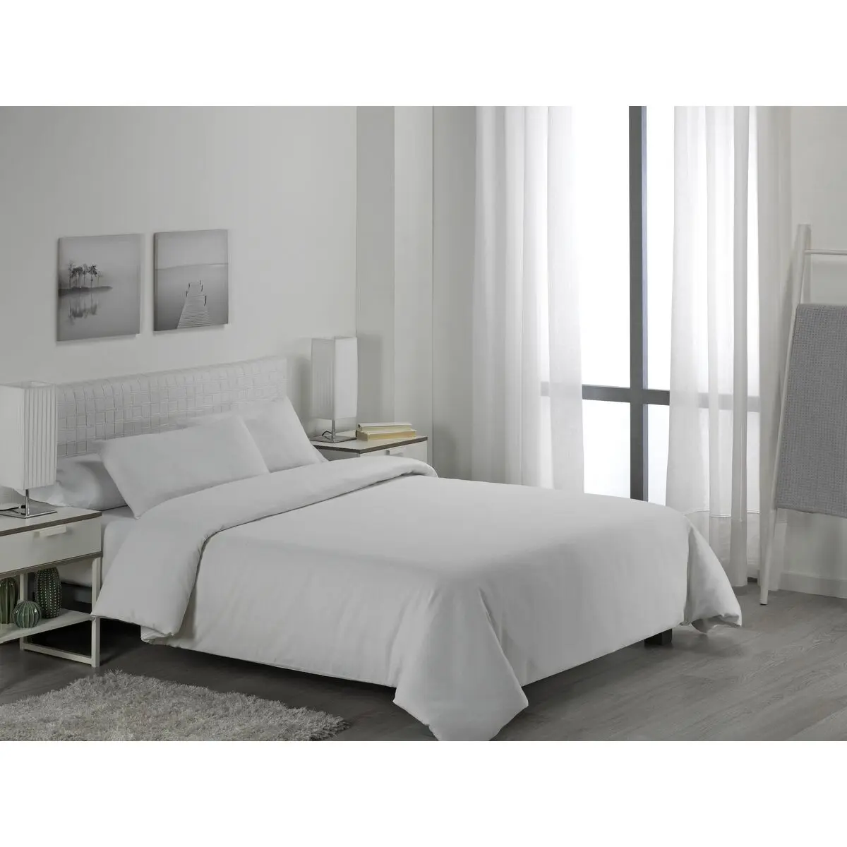 Set di copripiumino Alexandra House Living Lyon Bianco Singolo 4 Pezzi