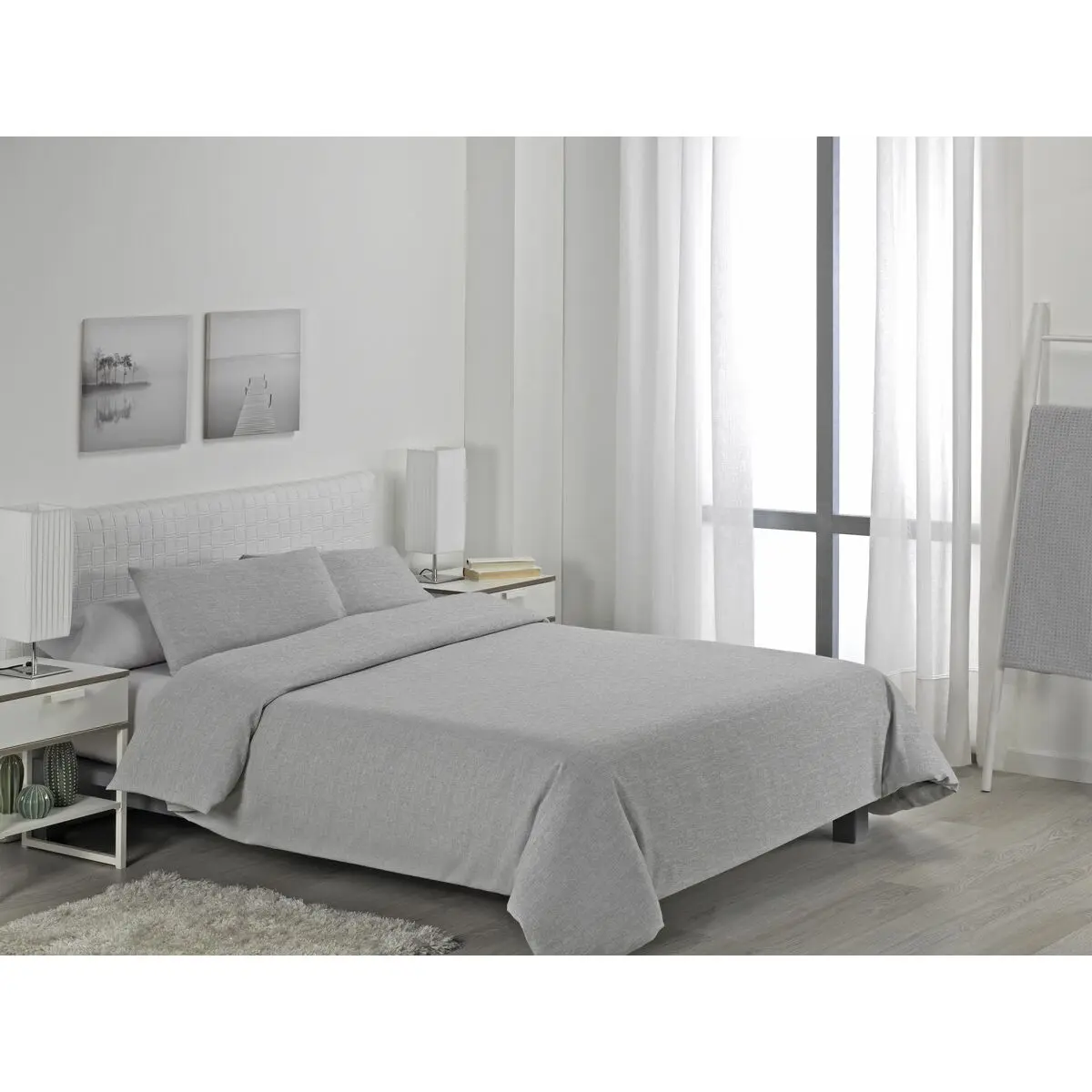 Set di copripiumino Alexandra House Living Lyon Grigio Perla Singolo 4 Pezzi