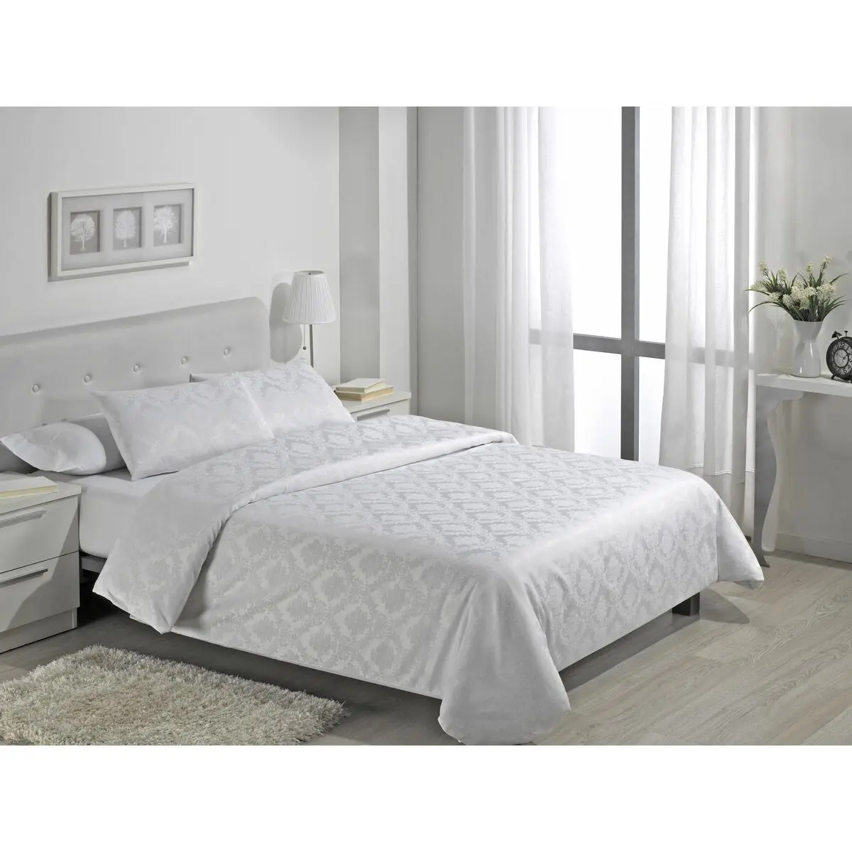 Set di copripiumino Alexandra House Living Viena Bianco Singolo 4 Pezzi