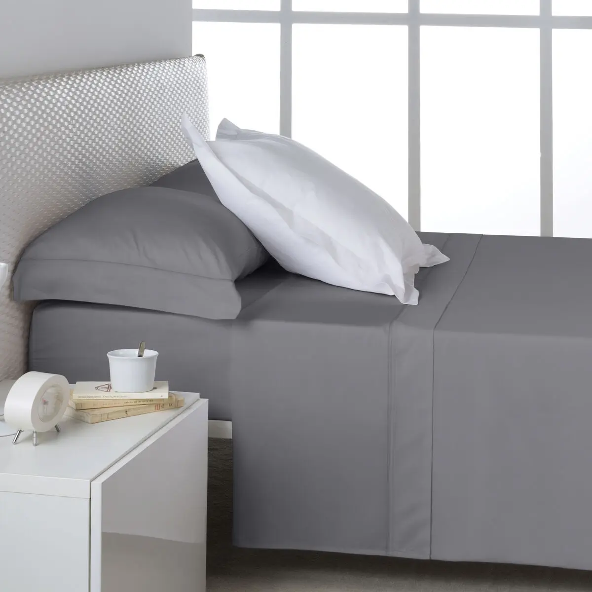 Set di Lenzuola Alexandra House Living Grigio scuro Matrimoniale 4 Pezzi