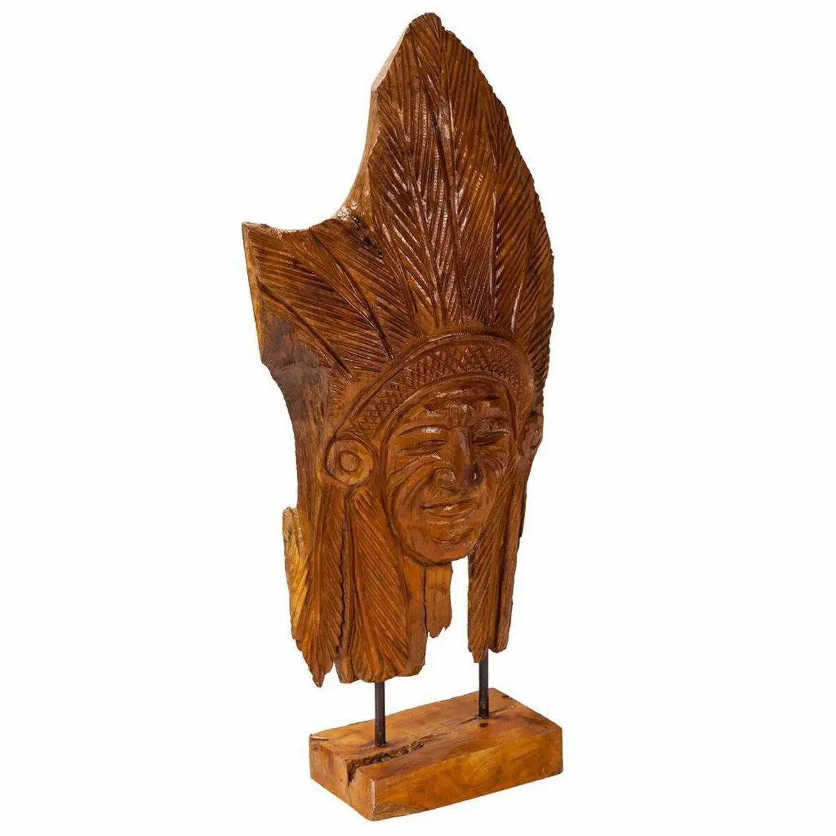 Statua Decorativa Alexandra House Living Naturale teak Indiano 13 x 60 x 30 cm