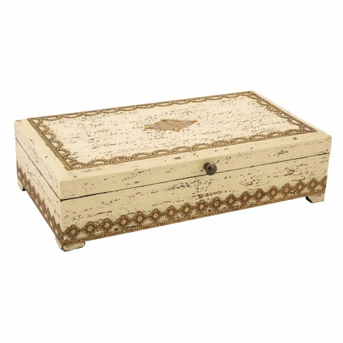 Scatola-Portagioie Alexandra House Living Crema Legno di mango 18 x 9 x 33 cm