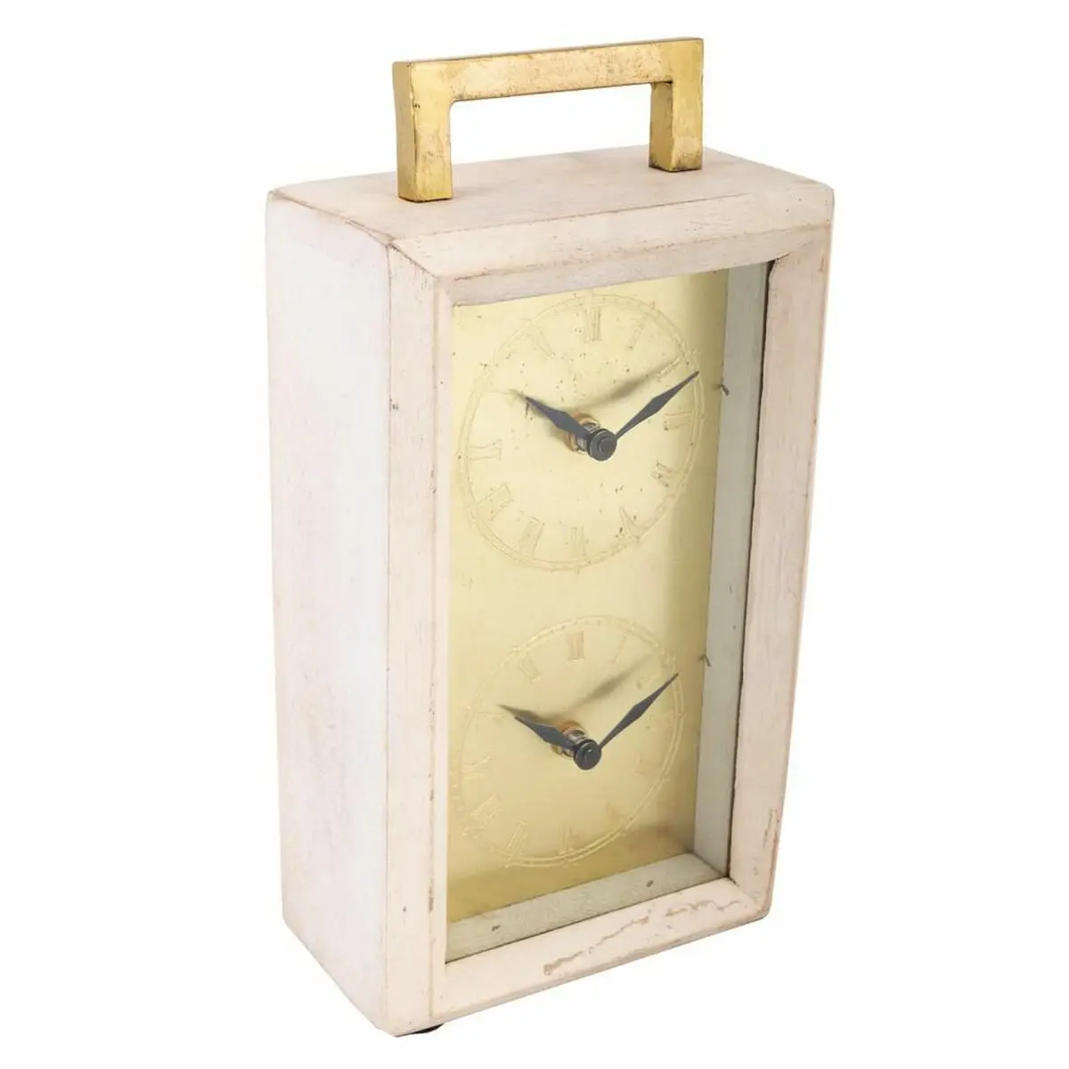 Orologio da Tavolo Alexandra House Living Ottone Vetro Ferro Legno di mango 9 x 30 x 15 cm