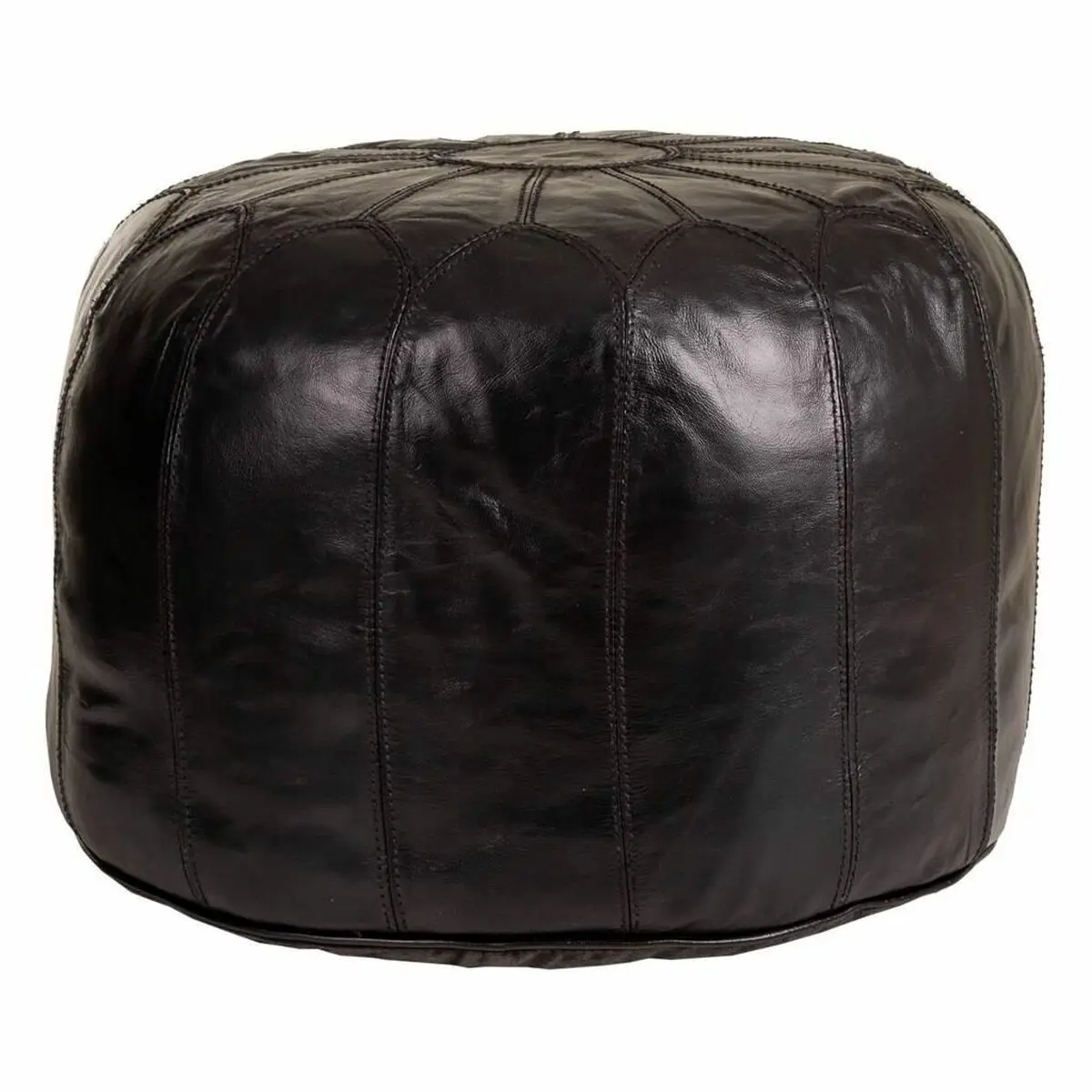 Puff Alexandra House Living Nero Pelle 48 x 35 x 48 cm