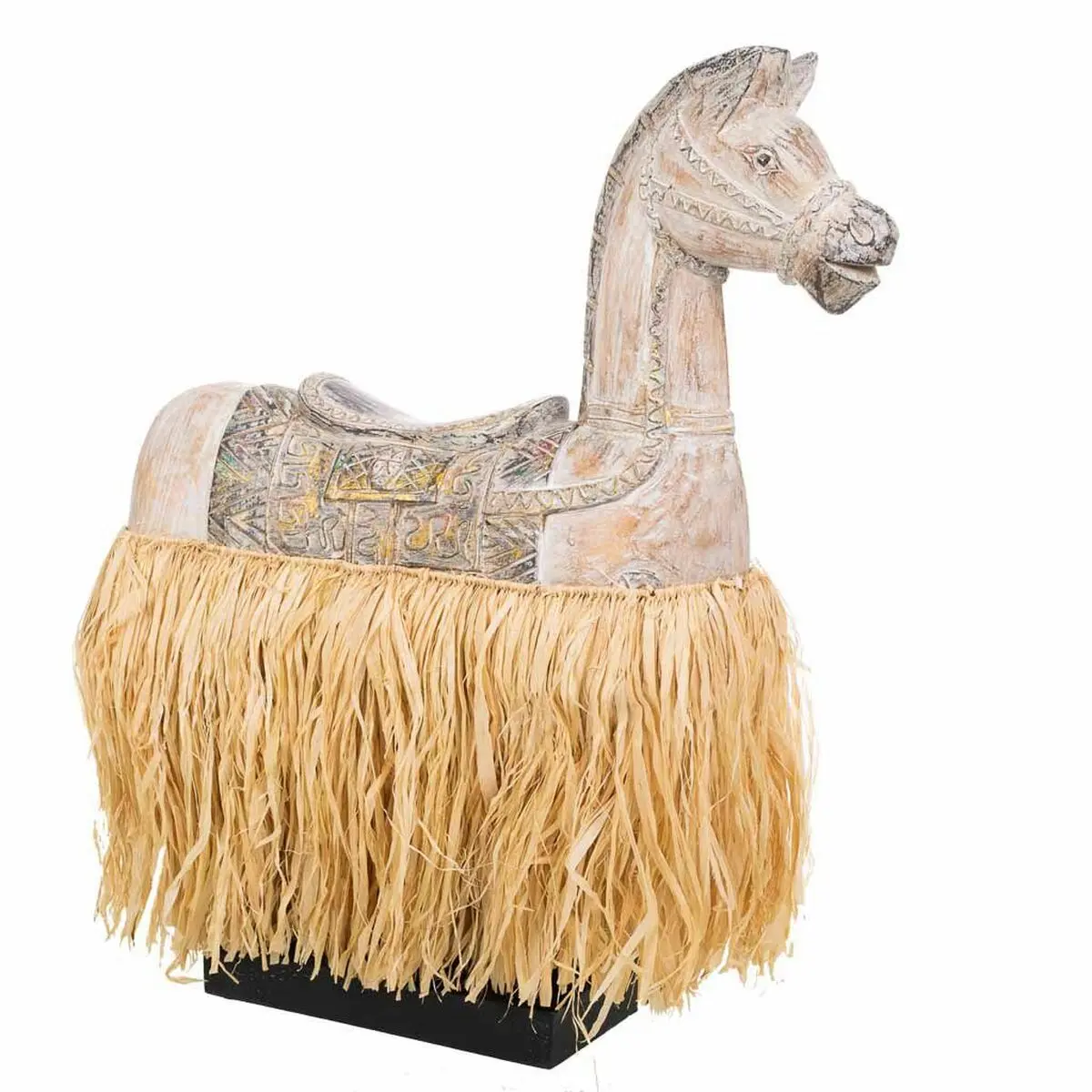 Statua Decorativa Alexandra House Living Legno Alghe marine Cavallo 58 x 17 x 44 cm