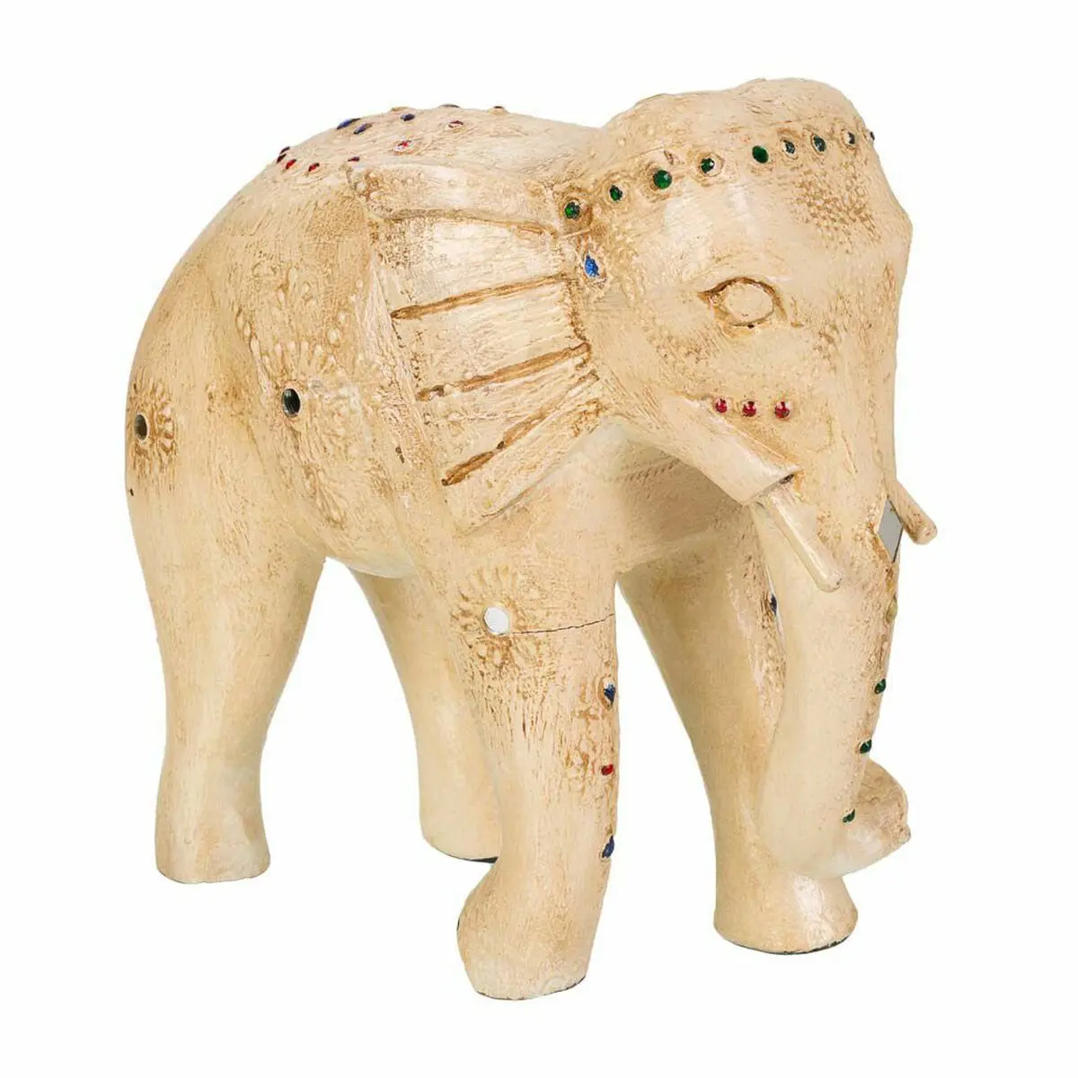 Statua Decorativa Alexandra House Living Bianco Legno di mango Elefante 11 x 24 x 24 cm