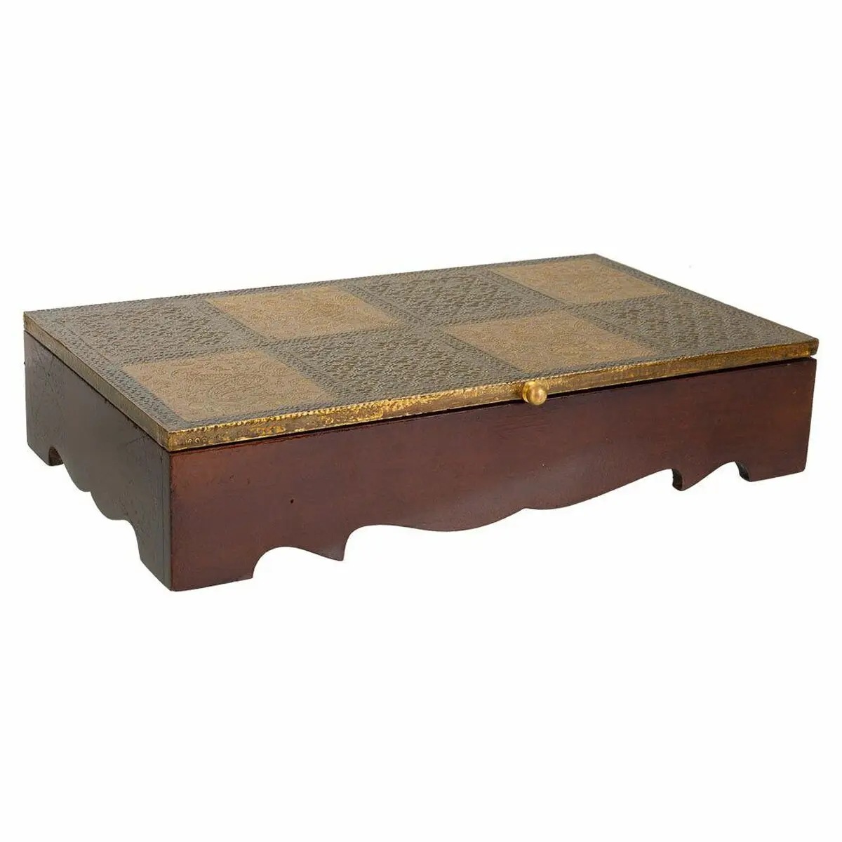 Scatola-Portagioie Alexandra House Living Marrone scuro Ottone Legno di mango Legno MDF 20 x 7 x 33 cm