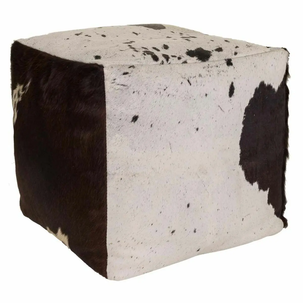 Puff Alexandra House Living Bianco Nero Pelle 40 x 40 x 40 cm