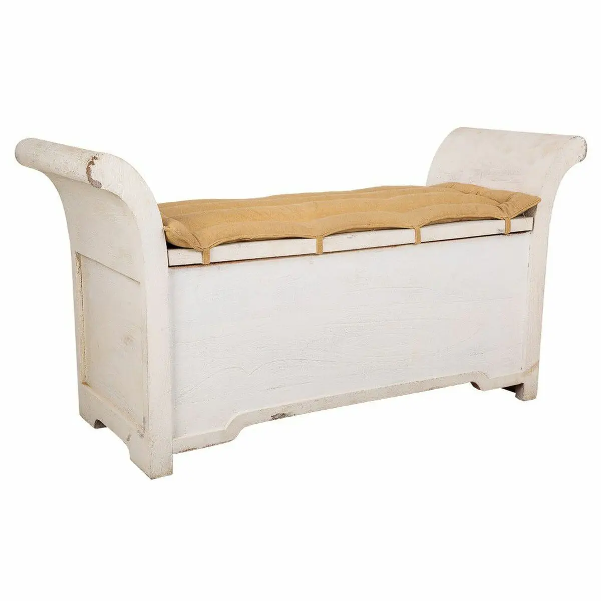 Panca Alexandra House Living Bianco Cotone Legno di mango 42 x 63 x 120 cm