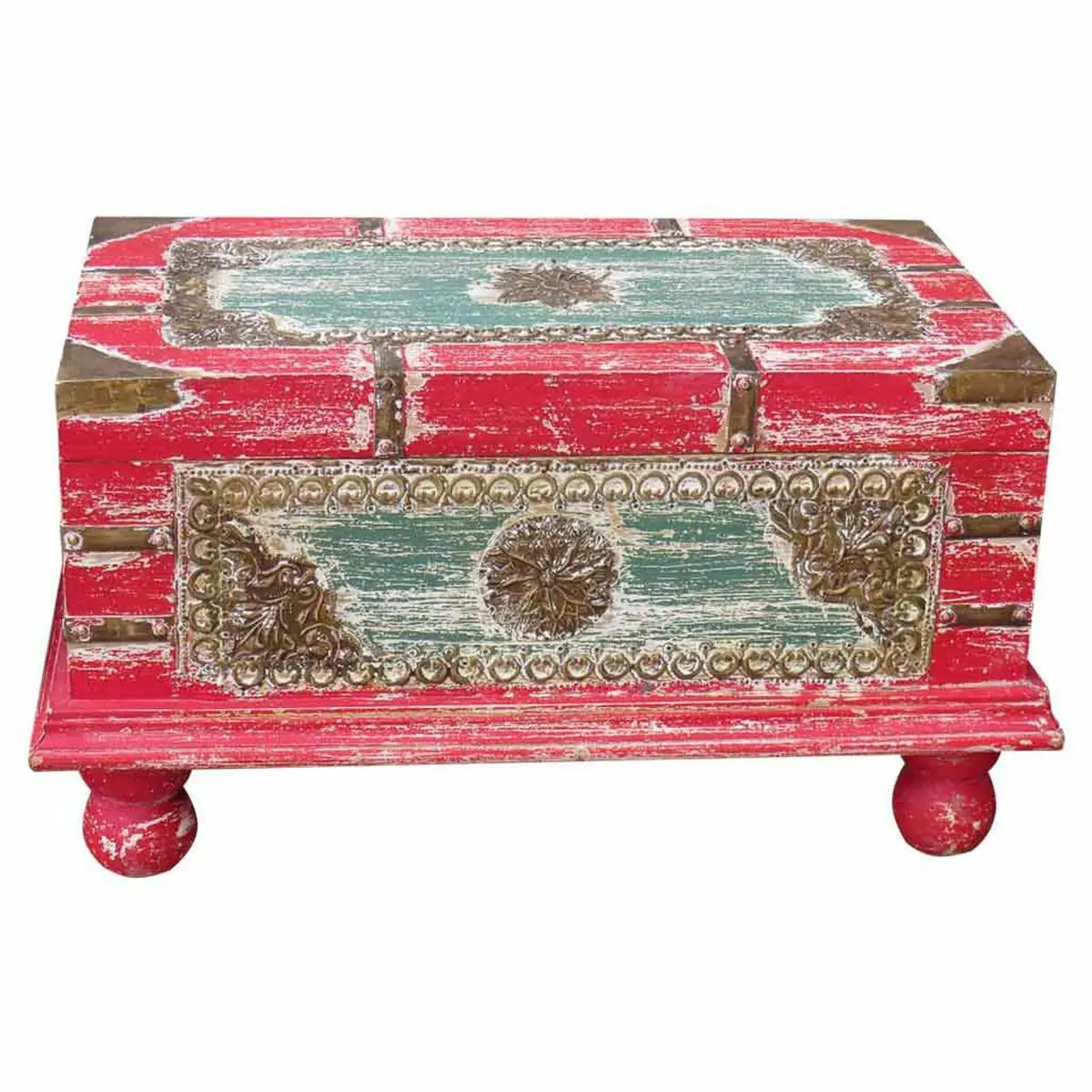 Baule Alexandra House Living Rosso Legno di mango 28 x 27 x 50 cm Stile artigianale