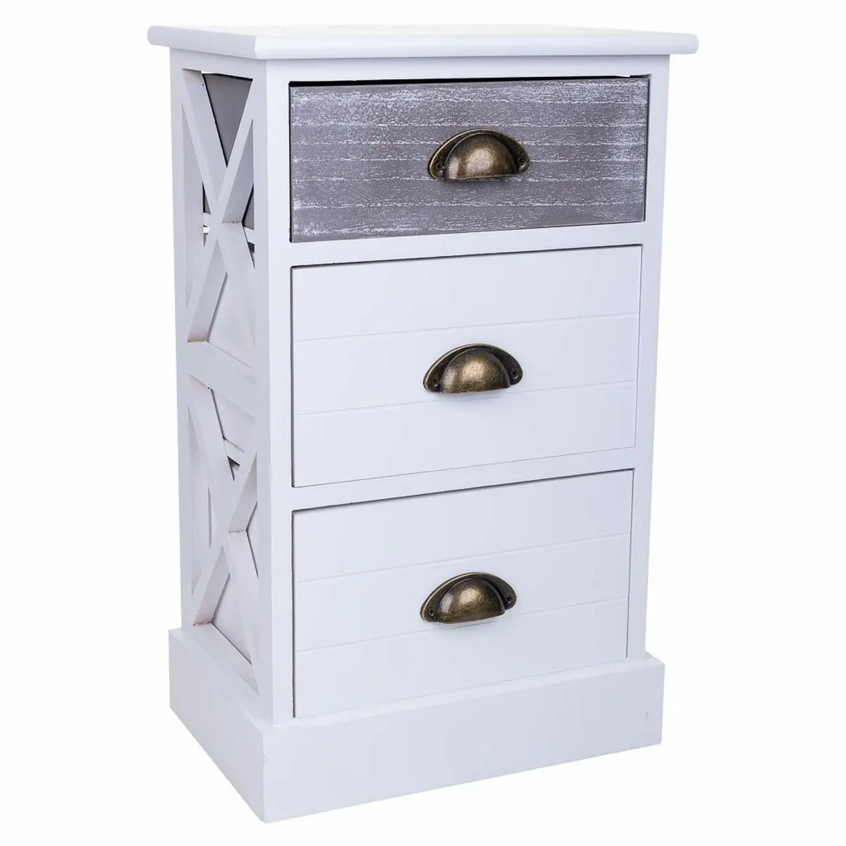 Comodino Alexandra House Living Bianco 25 x 57 x 35 cm