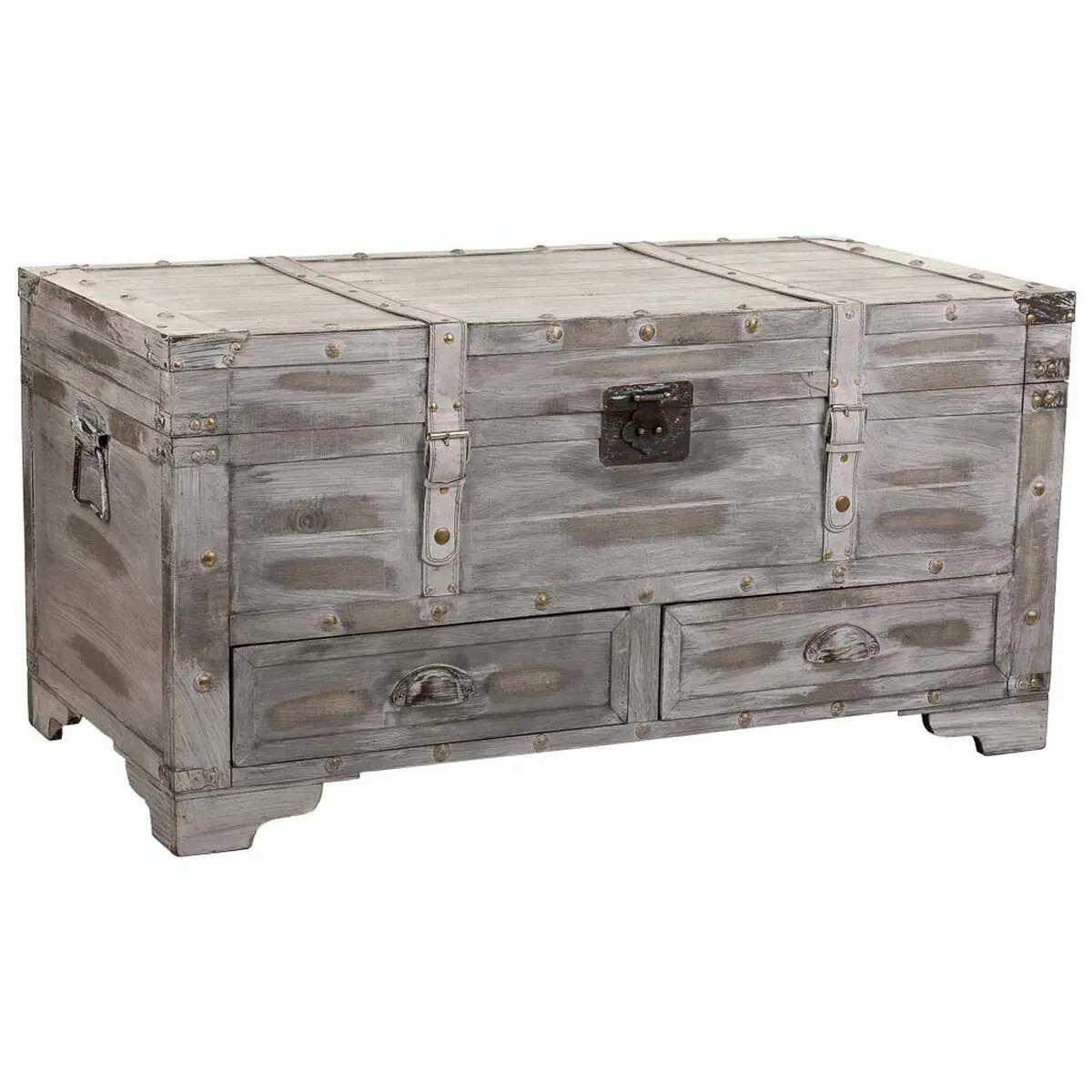 Baule Alexandra House Living Grigio PVC Legno Metallo 45 x 45 x 90 cm Estilo vintage