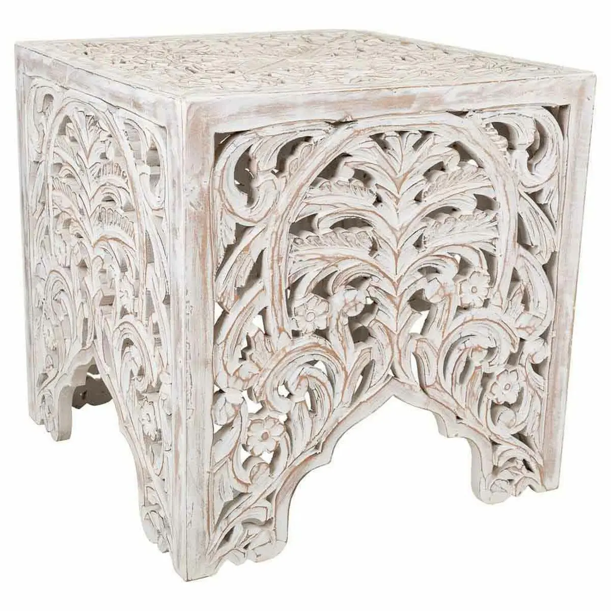 Tavolino da Caffè Alexandra House Living Bianco Legno di mango Legno MDF 38 x 38 x 38 cm