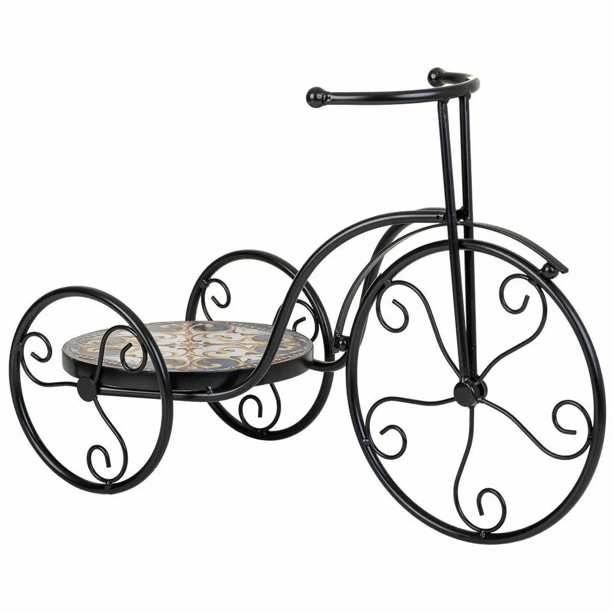 Supporto per Vaso Alexandra House Living Nero Ferro Piastrella Bicicletta 23 x 36 x 53 cm