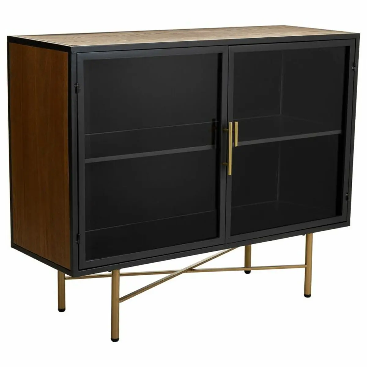 Credenza Alexandra House Living Marrone Metallo Vetro Legno di abete Legno MDF 35 x 80 x 100 cm