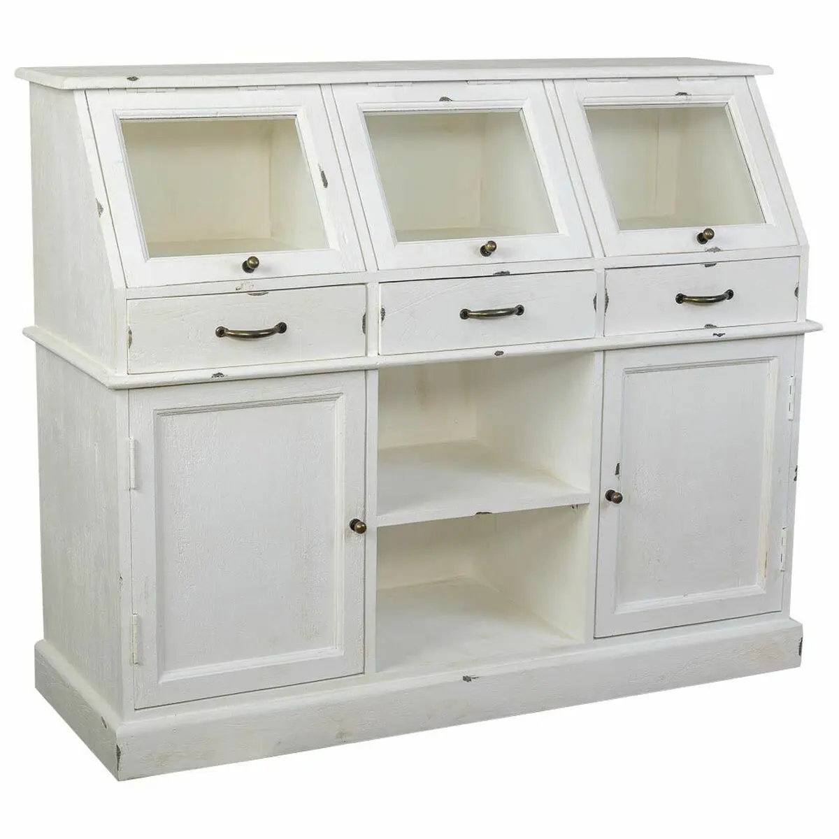 Credenza Alexandra House Living Bianco Vetro Legno di mango 45 x 106 x 125 cm